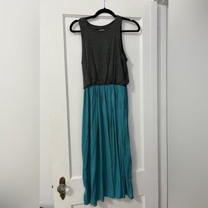 Loft Midi Dress, Women’s XS, Teal and Gray